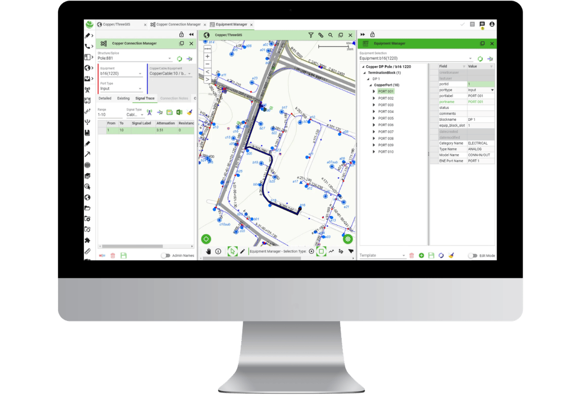 3-GIS | Web copper modeling on monitor
