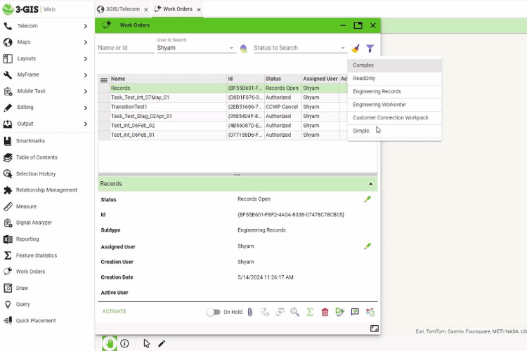 Work order processing: Ericsson Network Engineer vs. 3-GIS | Web